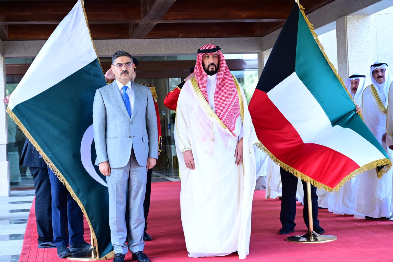 Caretaker Prime Minister Anwaar-ul-Haq Kakar will meet Crown Prince of Kuwait Sheikh Mishal Al-Ahmad Al-Jaber Al-Sabah in the Kuwait City today