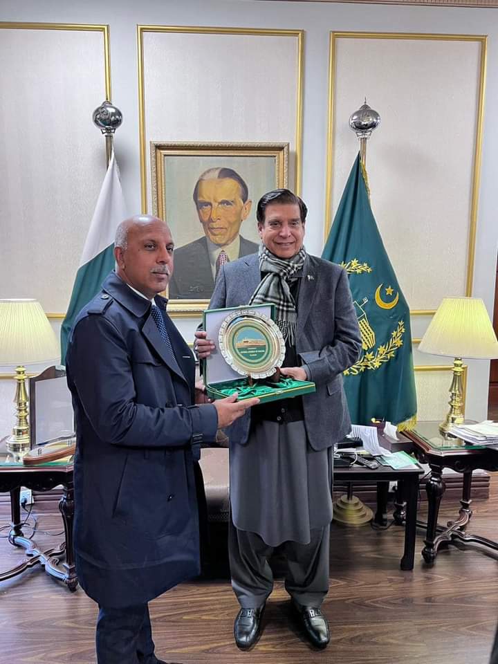 Raja Parvez Ashraf sb , Speaker Pakistan National Assembly for presenting the Shield for outstanding Humanitarian work in Pakistan and AJK.