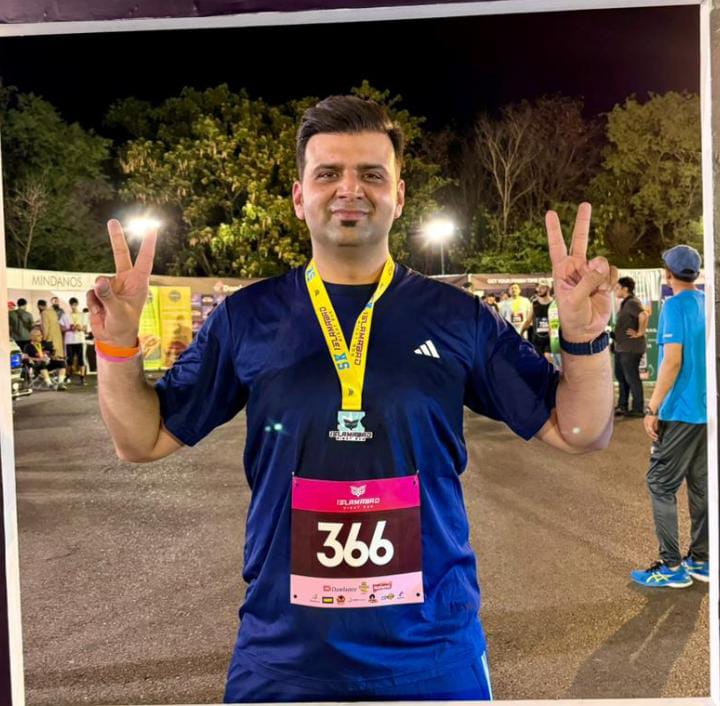 Ruhail Anjum Qureshi Wins Race Medal 2024 in Islamabad Night Run, Advocates for Youth Activities