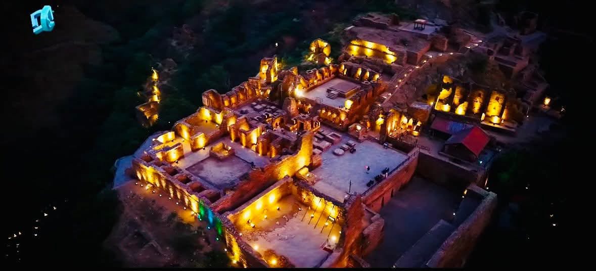 Takht Bhai Illuminated with Cascades of Light
