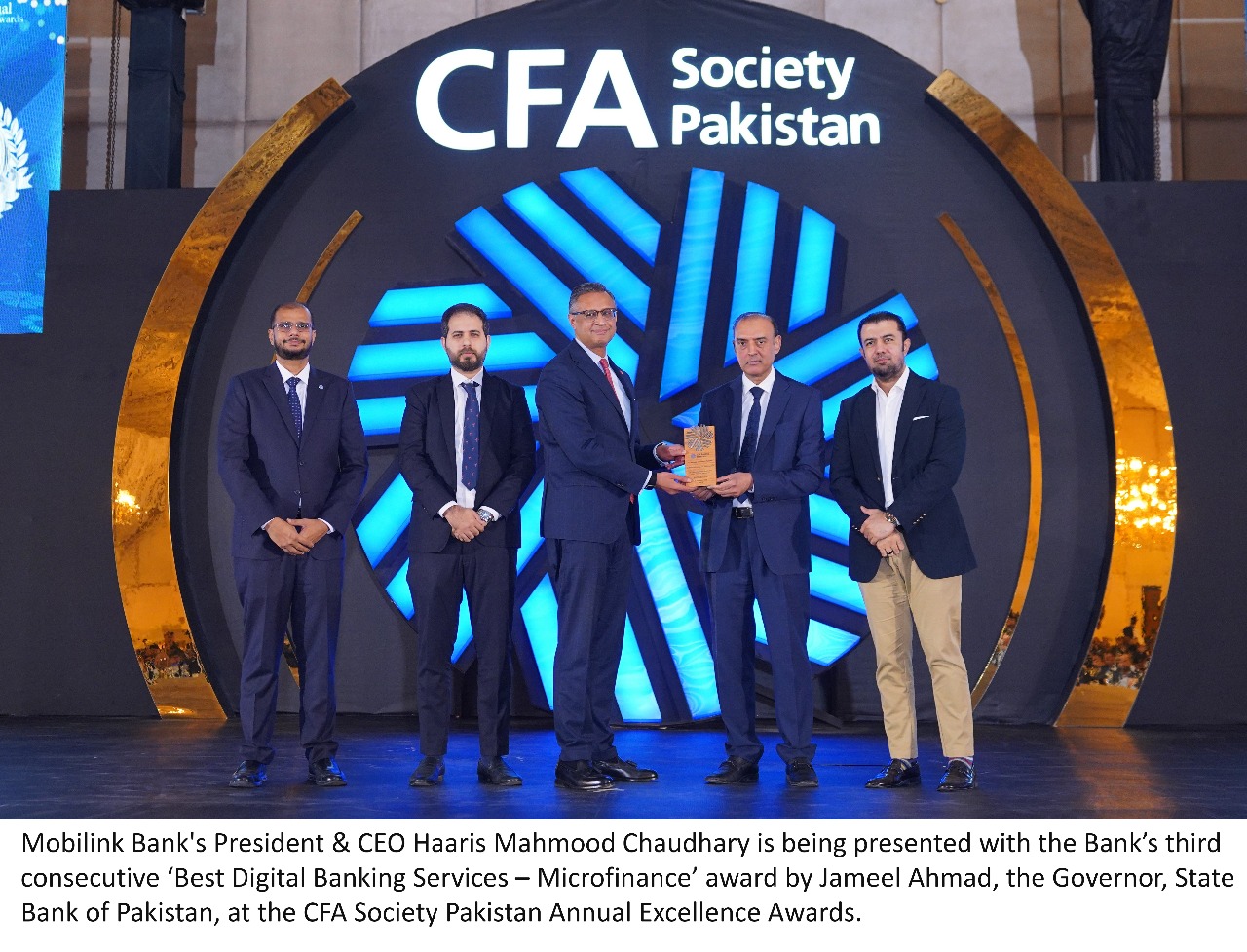 Mobilink Bank wins 3rd consecutive ‘Best Digital Banking Services’ award (Microfinance) at CFA Society Pakistan’s Annual Excellence Awards