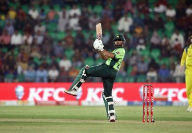 Pakistani batsman Ghazi Ghori plays a shot during the second One-Day International (ODI) cricket match between Pakistan and Australia at Gaddafi Stadium.