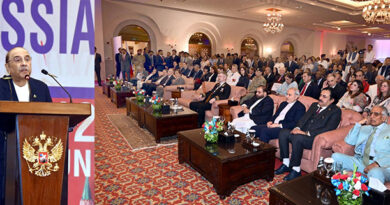 President Asif Ali Zardari addressing a reception held to mark the National Day of the Russian Federation