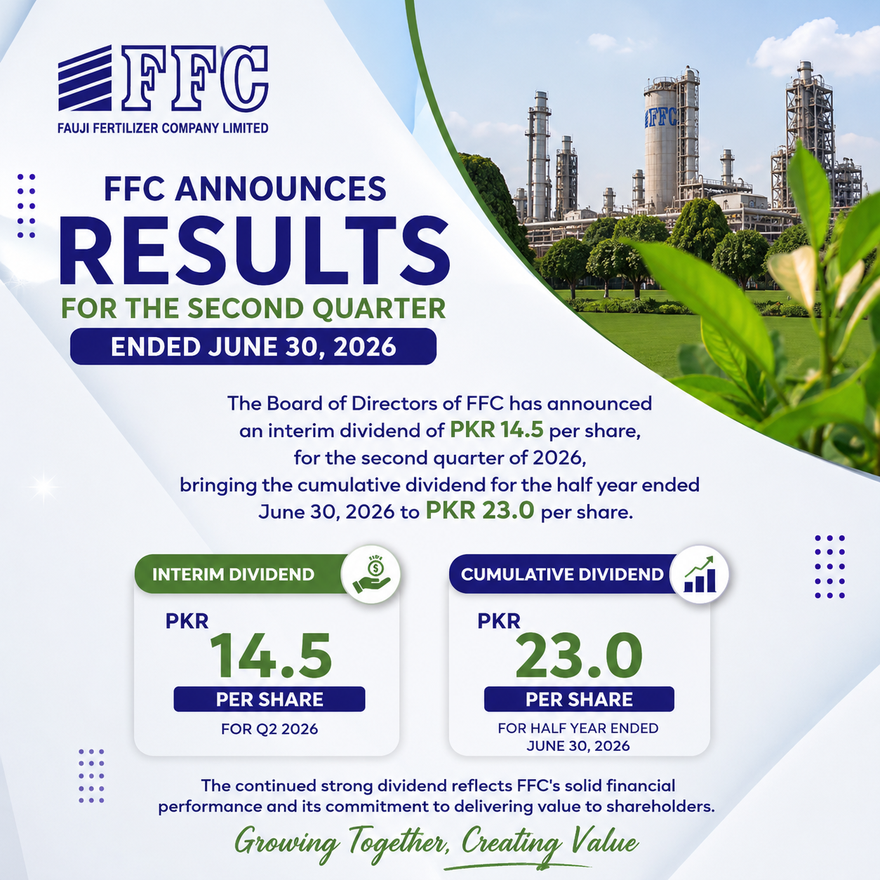 FFC announces results for the second quarter ended June 30, 2026
